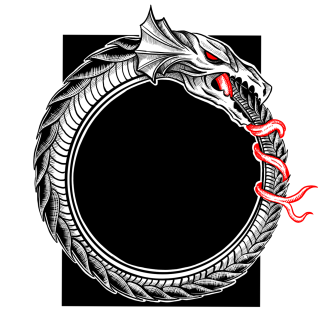 The midgard snake biting its own tail making itself into a loop.